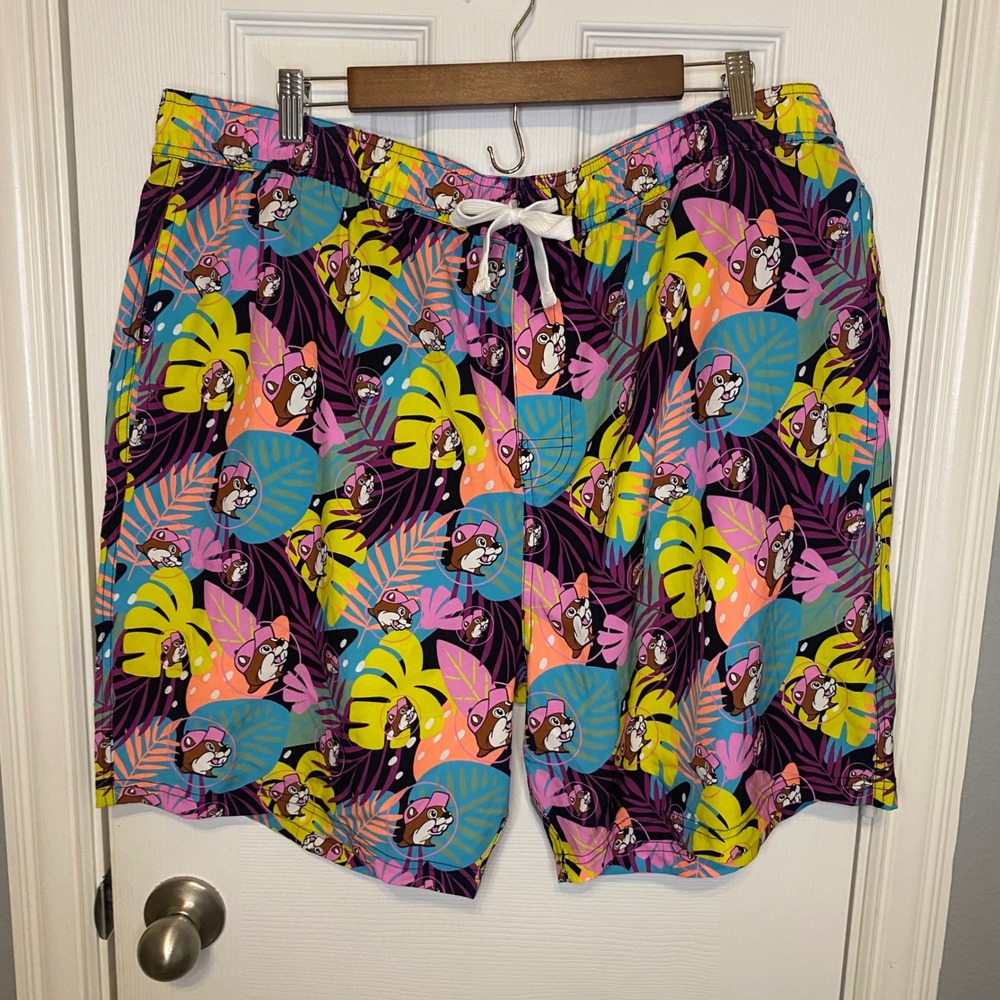 Buc-ee's Mens Swim Trunks Tropical Beaver Print Board Shorts Multicolor 2X